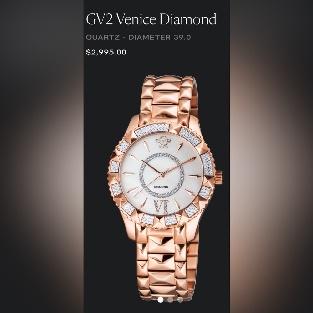 Women's GEVRIL GV2 Venice, diamond quartz 39 mm watch NWT